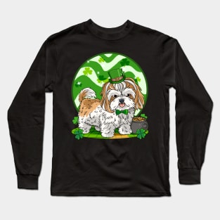 Shih Tzu Leprechaun St Patricks Day Cute Irish Dog Long Sleeve T-Shirt